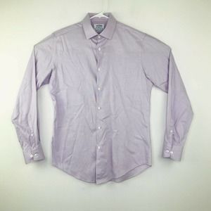 TM Lewin Men 16/35 Button Up Shirt Super Fitted Finest Cotton Stretch Purple F4